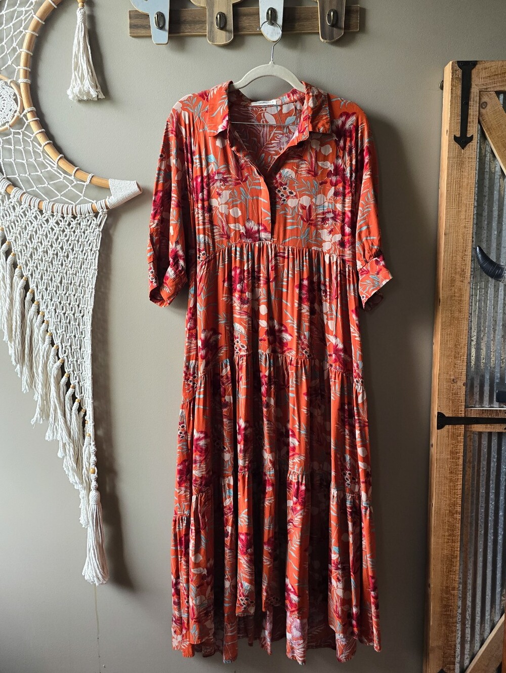 Natural Life Rebecca Midi Orane Tropical Floral Nwot - Picture 3 of 7